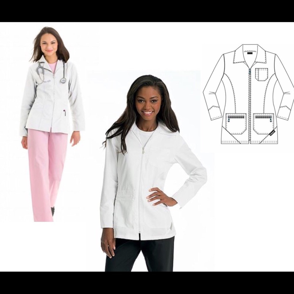 Urbane Scrubs Large White Lab Coat Jacket Nurse